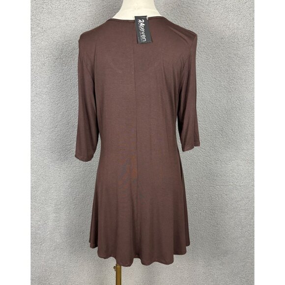 24seven Comfort Apparel Women's Elbow Sleeve Swing Tunic Size XL Brown NWT's. - Picture 5 of 8